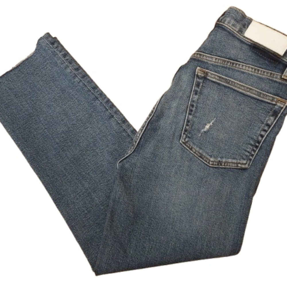 Re/Done Blue Denim Distressed Jeans Size 27 Button Fly Ankle - Picture 2 of 12